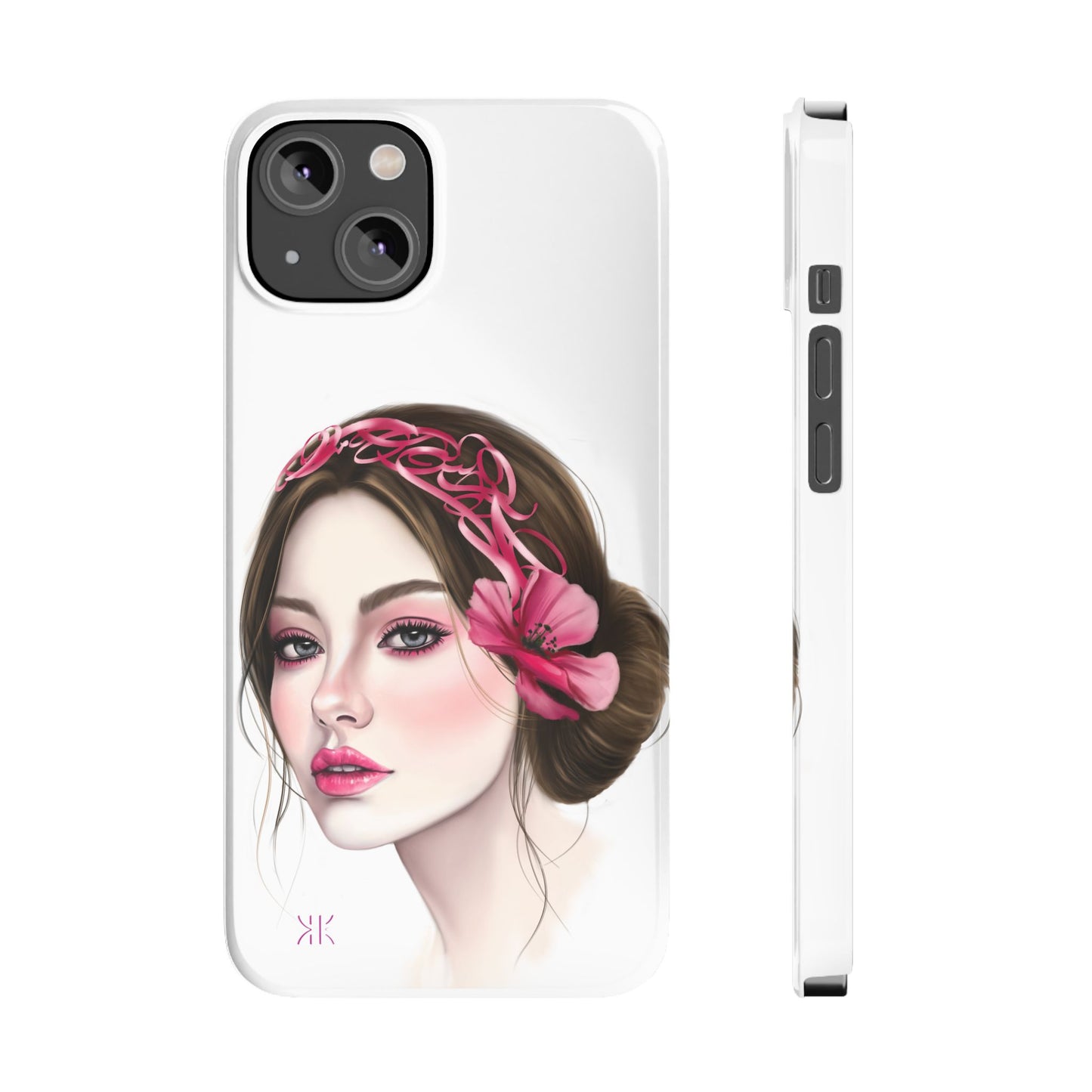 Phone Case - Beautiful Girl Headband Calligraphy Pink
