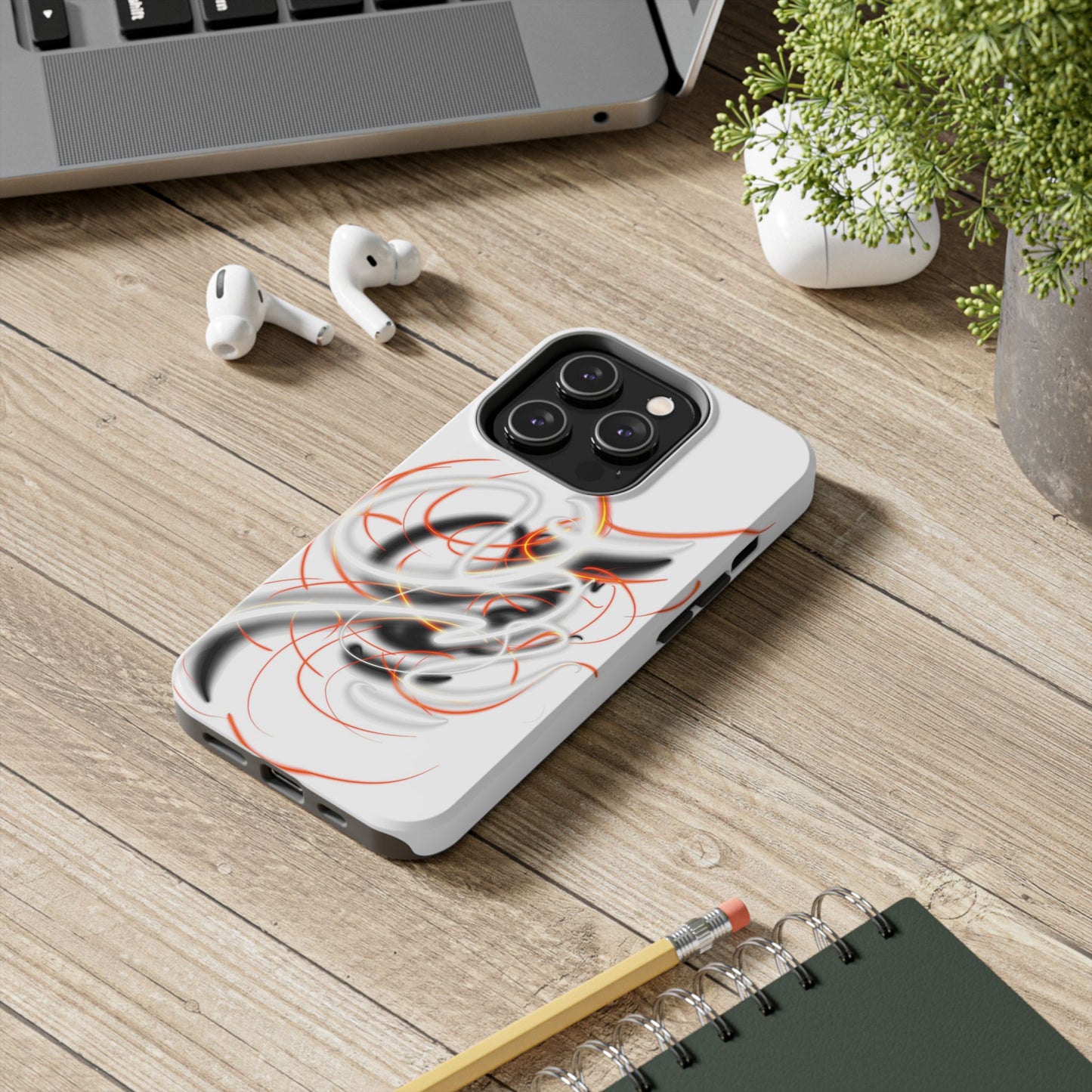Phone Case Electric Persian Calligraphy Design in Grey