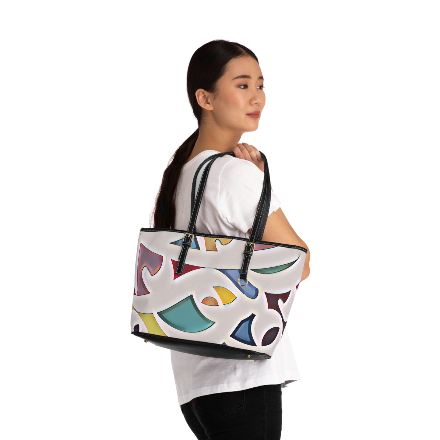 Elegant PU Leather Purse with Artistic Calligraphy Design