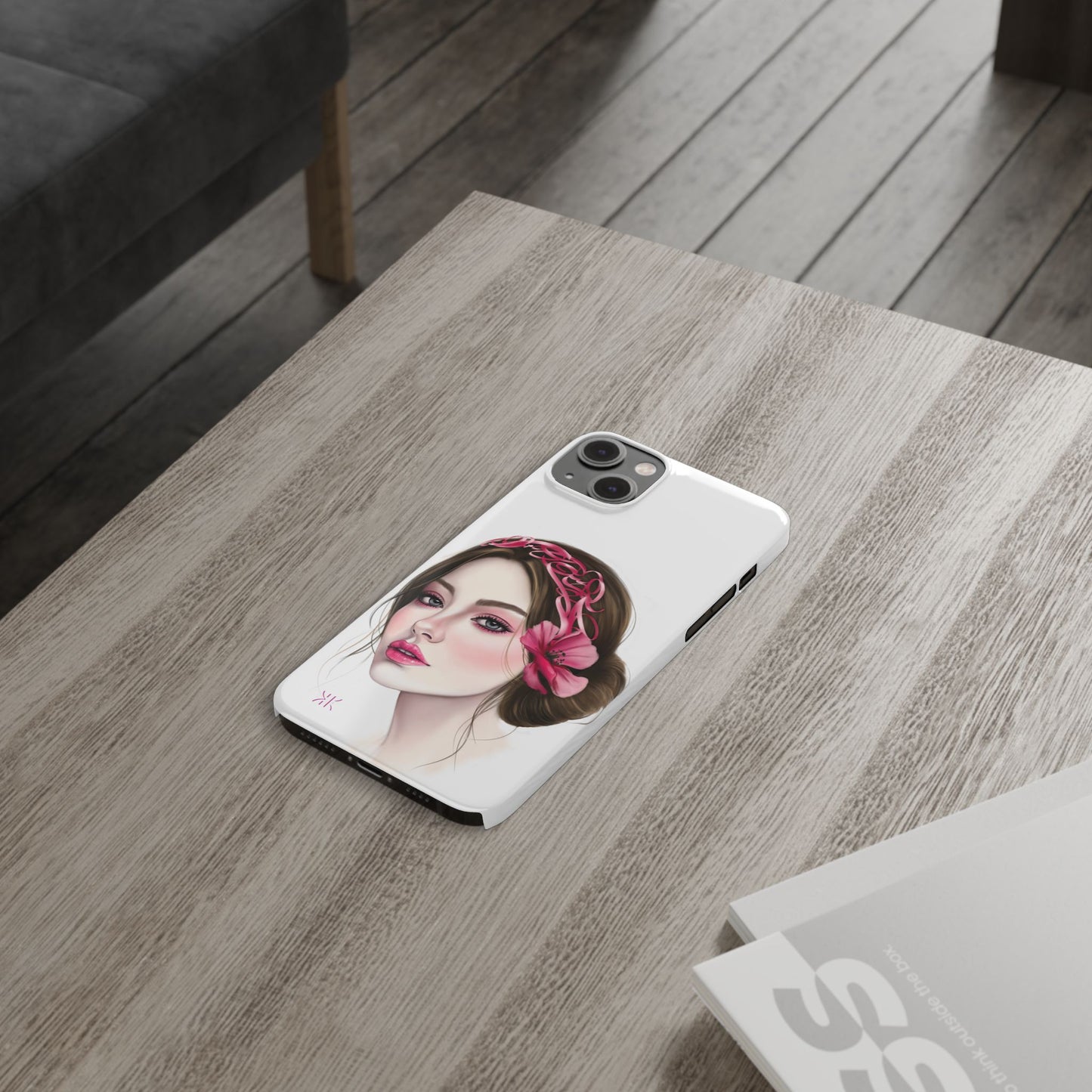 Phone Case - Beautiful Girl Headband Calligraphy Pink