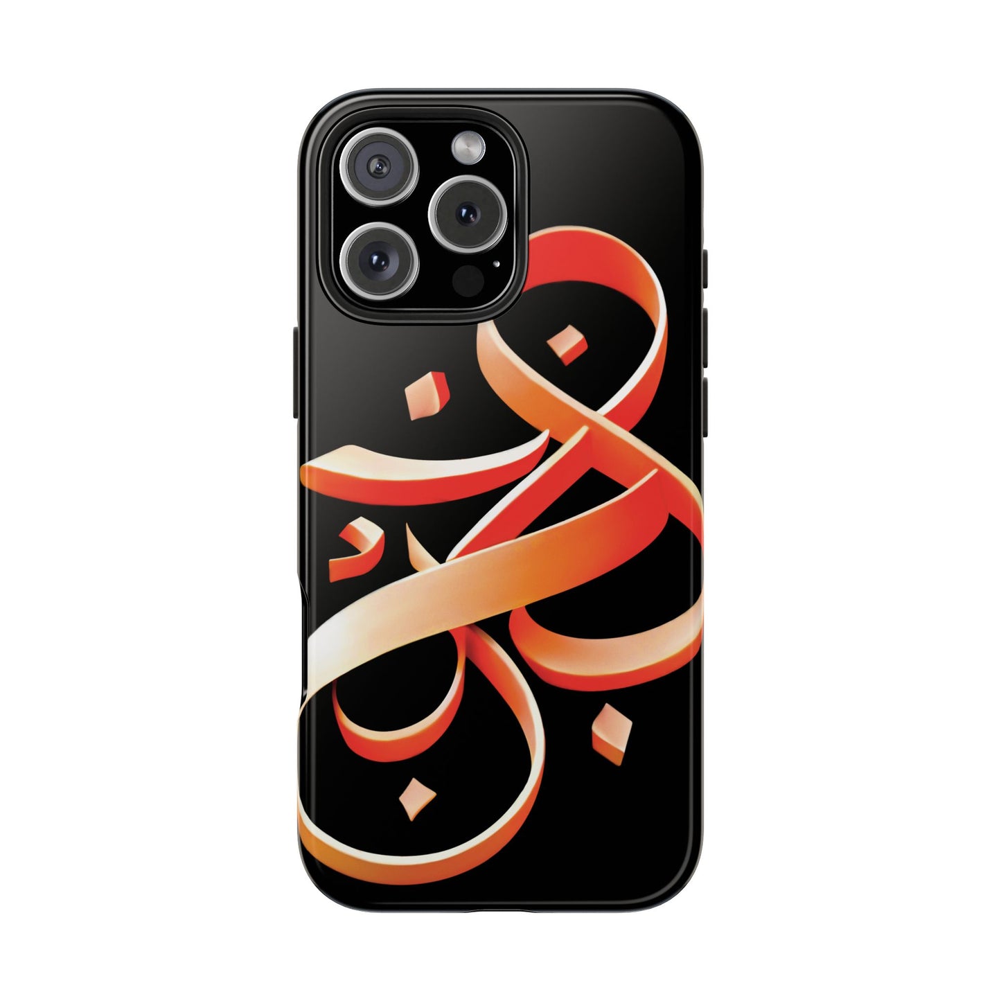 Copy of Phone Case - Persian Calligraphy Inspired Orange Ribbon Design, Unique and Elegant Gift