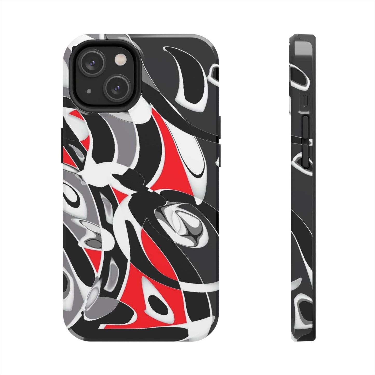 Phone Case - Calligraphy Design in Gray, White, and Red