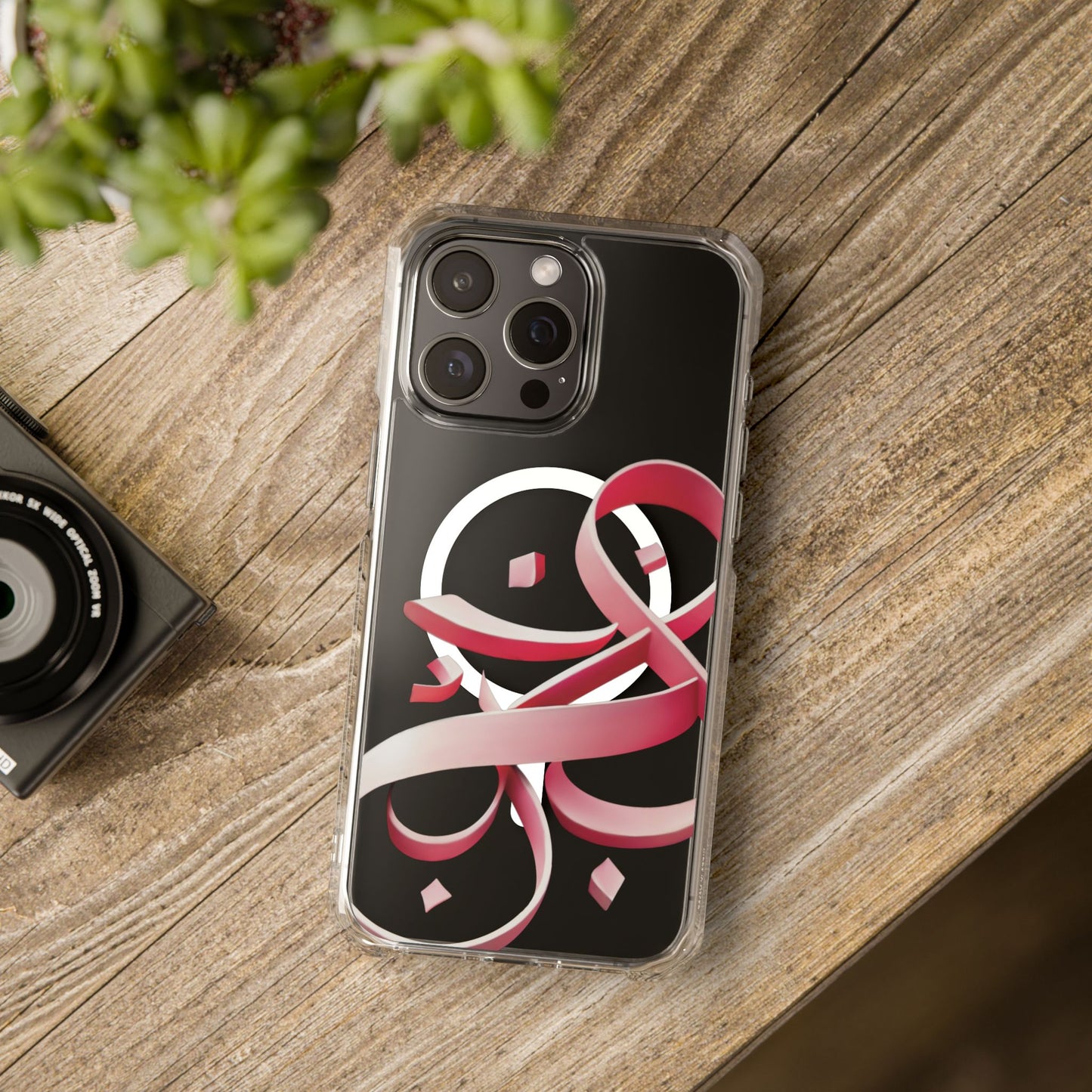 Phone Case - Pink Ribbon Persian Calligraphy Design - Magnetic Case