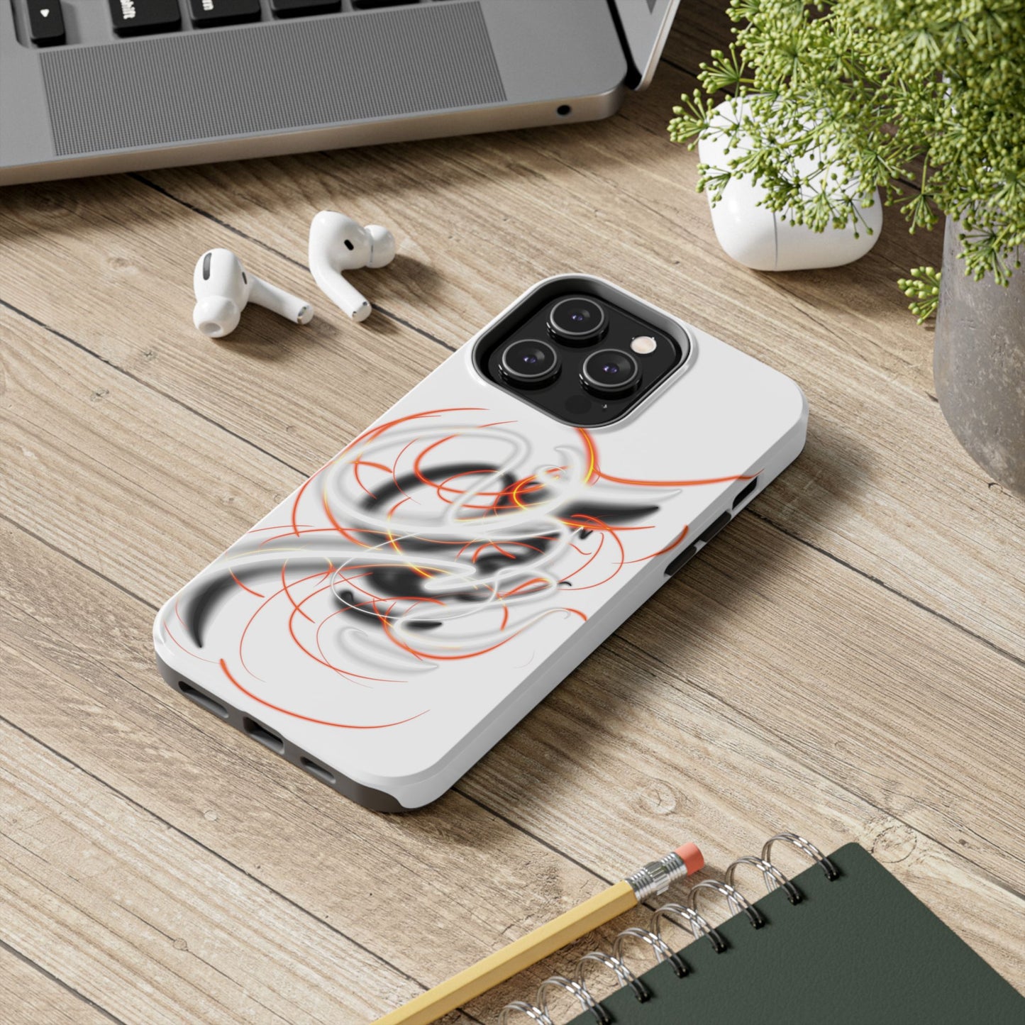 Phone Case Electric Persian Calligraphy Design in Grey