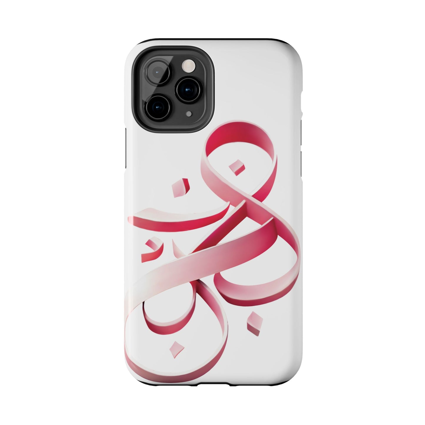 Phone Case - Persian Calligraphy Inspired Pink Ribbon Design, Unique and Elegant Gift