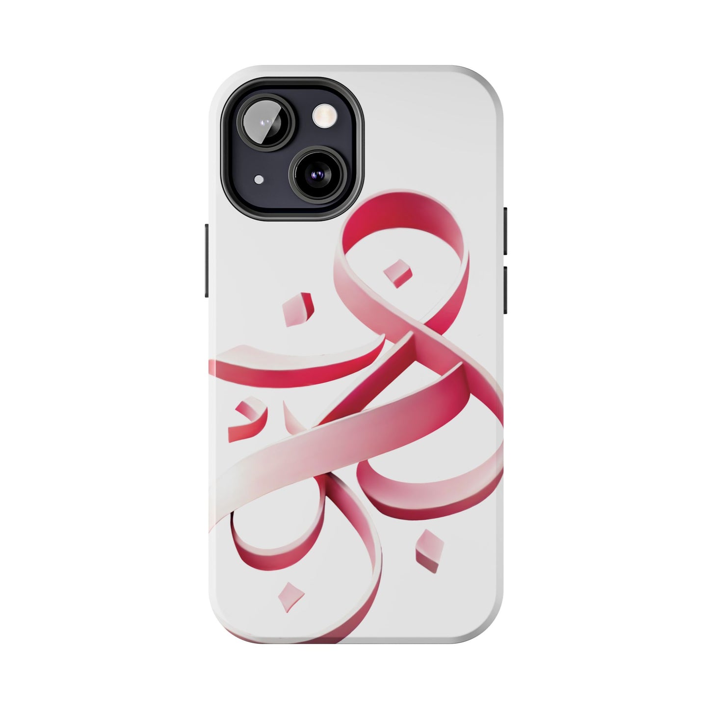 Phone Case - Persian Calligraphy Inspired Pink Ribbon Design, Unique and Elegant Gift