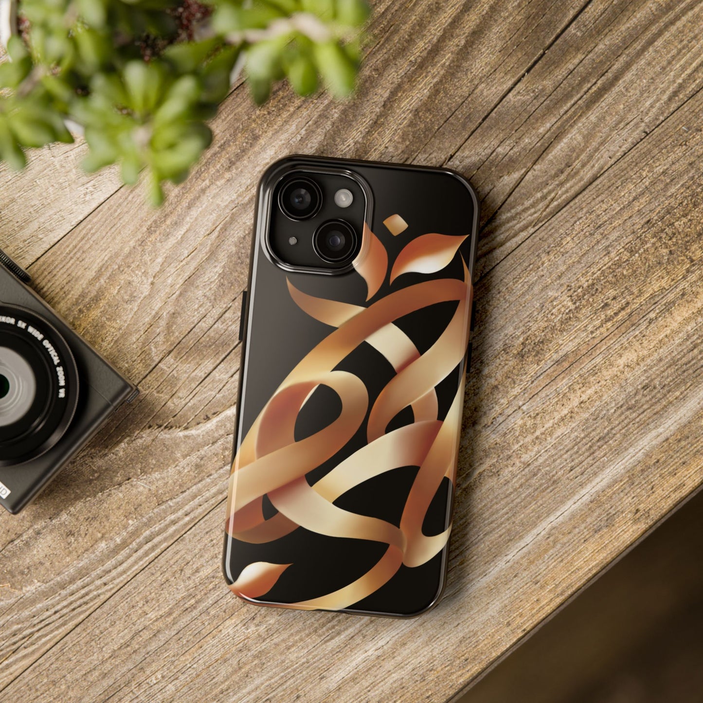 Gold Ribbon Phone Case Persian Calligraphy Modern Handwriting