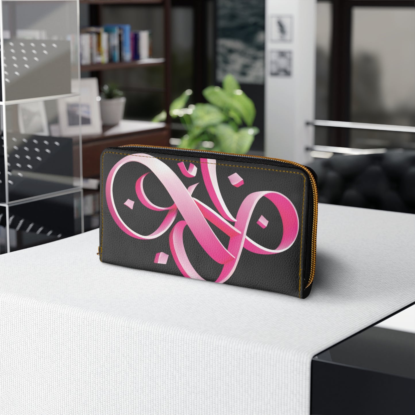 Barbie pink Persian Calligraphy inspired ribbon design-Zipper Wallet