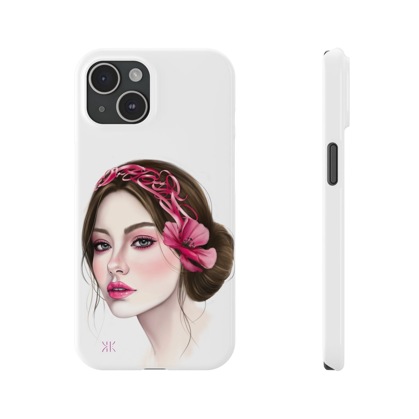Phone Case - Beautiful Girl Headband Calligraphy Pink