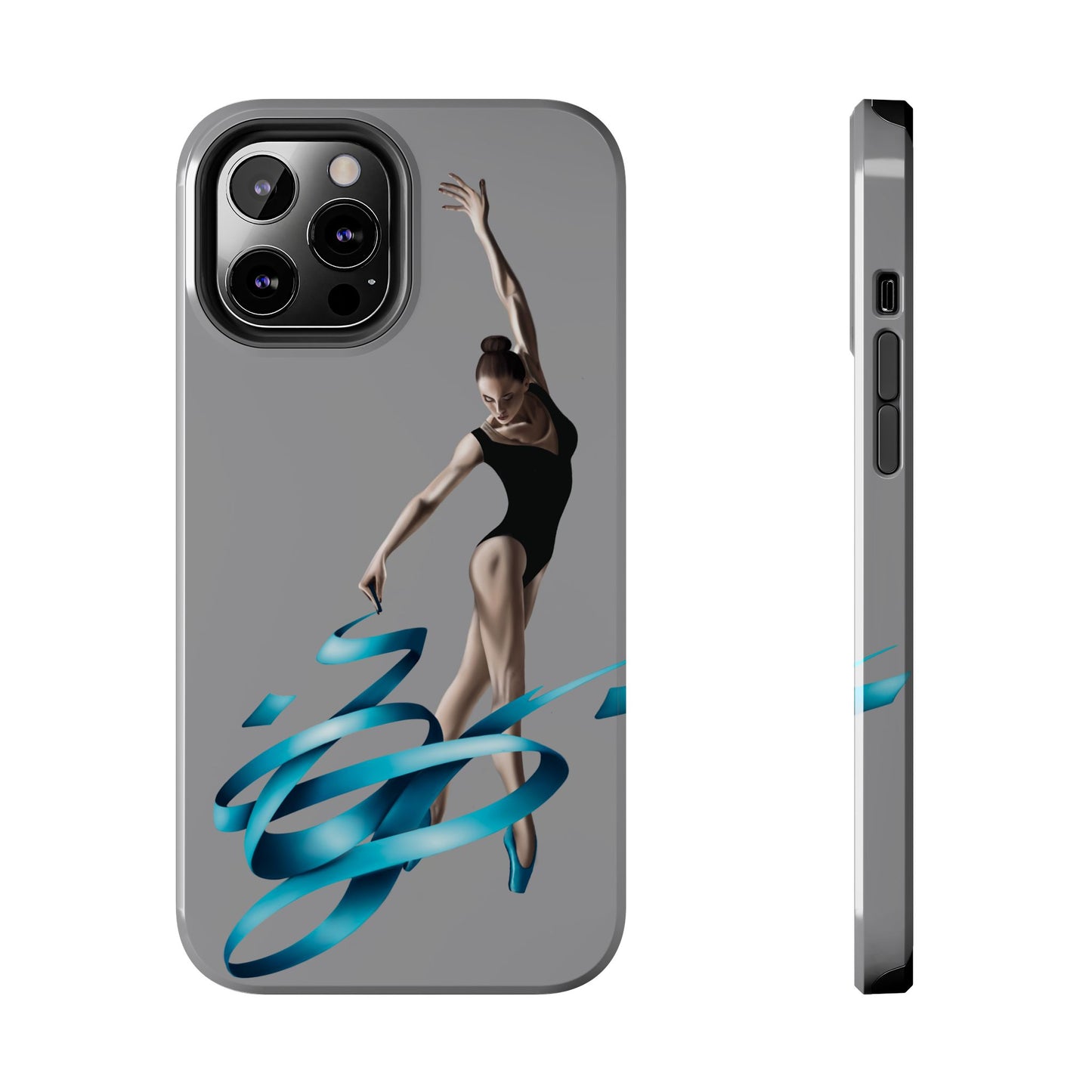 Phone Case - Ballerina with Blue Ribbon Persian Calligraphy Design in Grey
