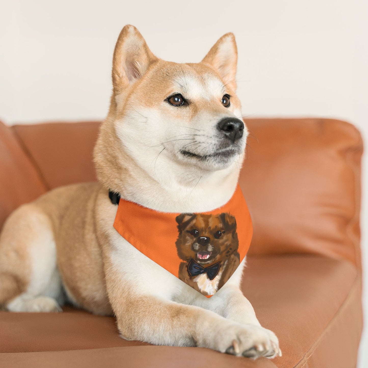 Baghlava Pet Bandana Collar with Dog Portrait