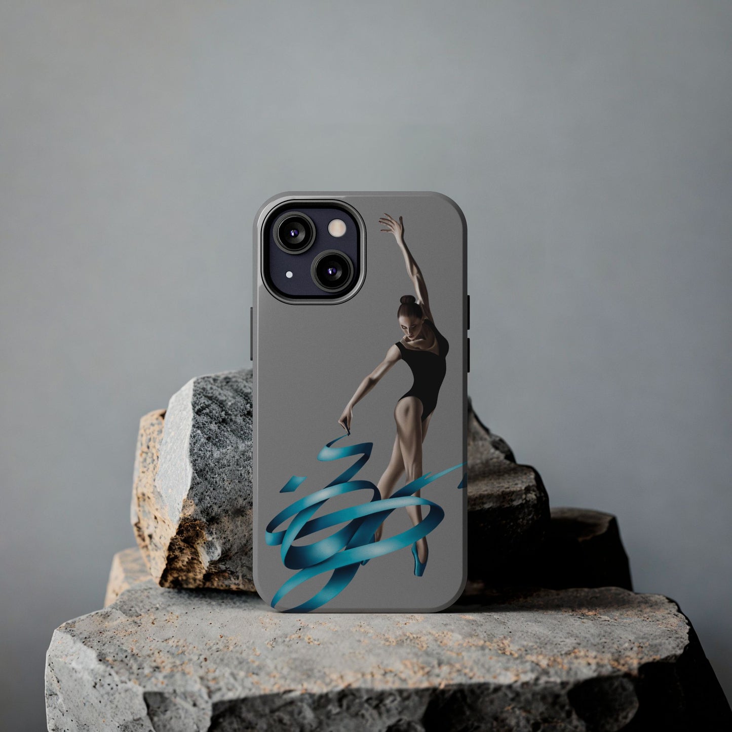 Phone Case - Ballerina with Blue Ribbon Persian Calligraphy Design in Grey