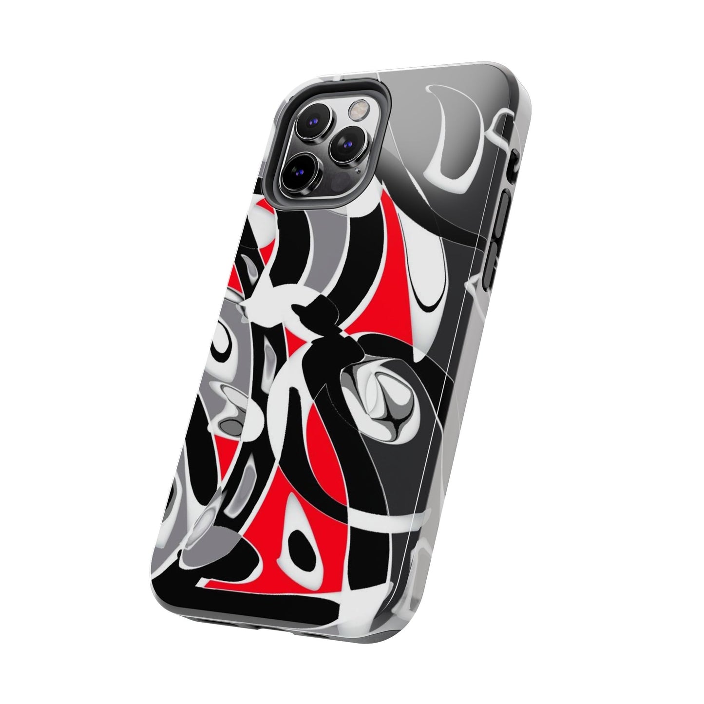 Phone Case - Calligraphy Design in Gray, White, and Red