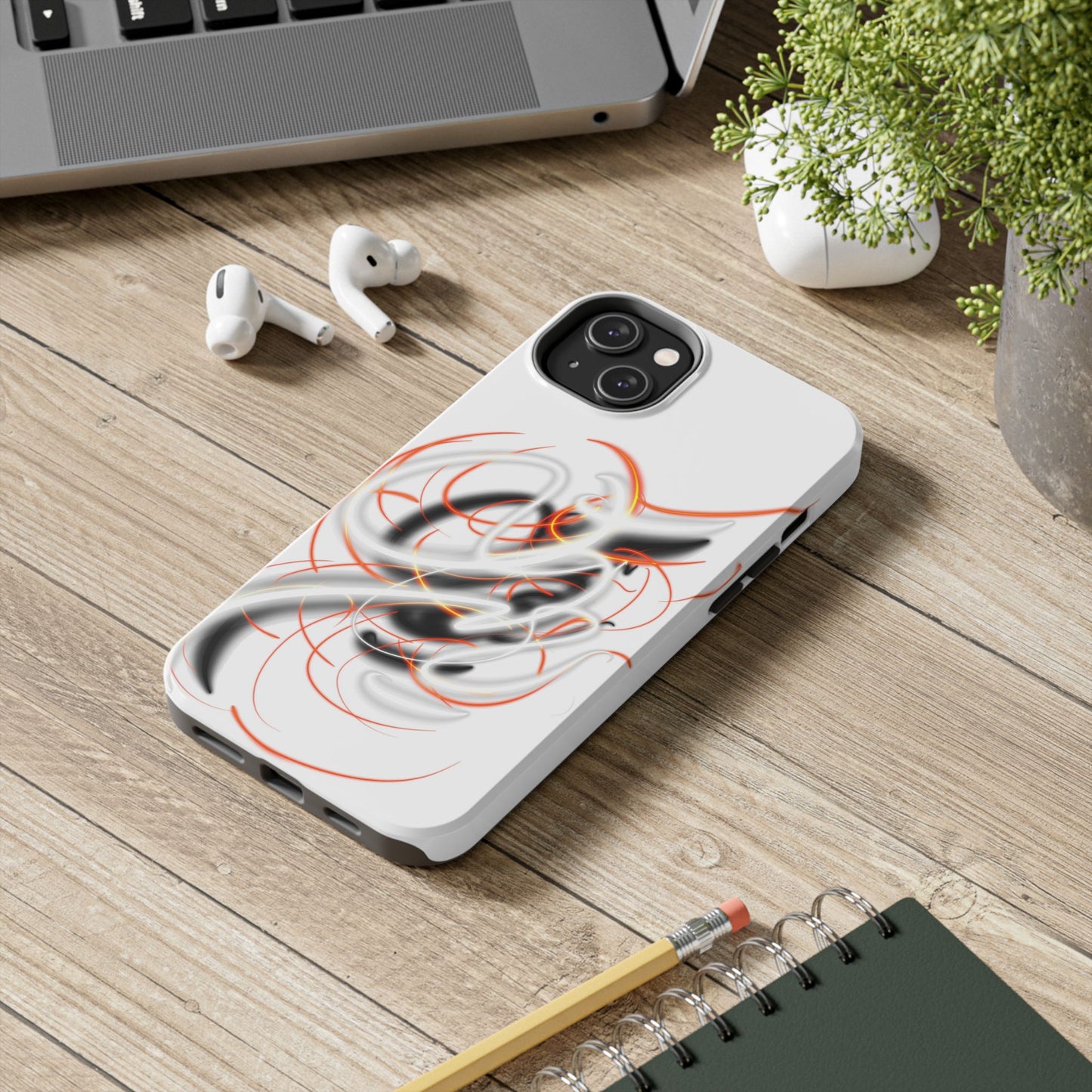 Phone Case Electric Persian Calligraphy Design in Grey
