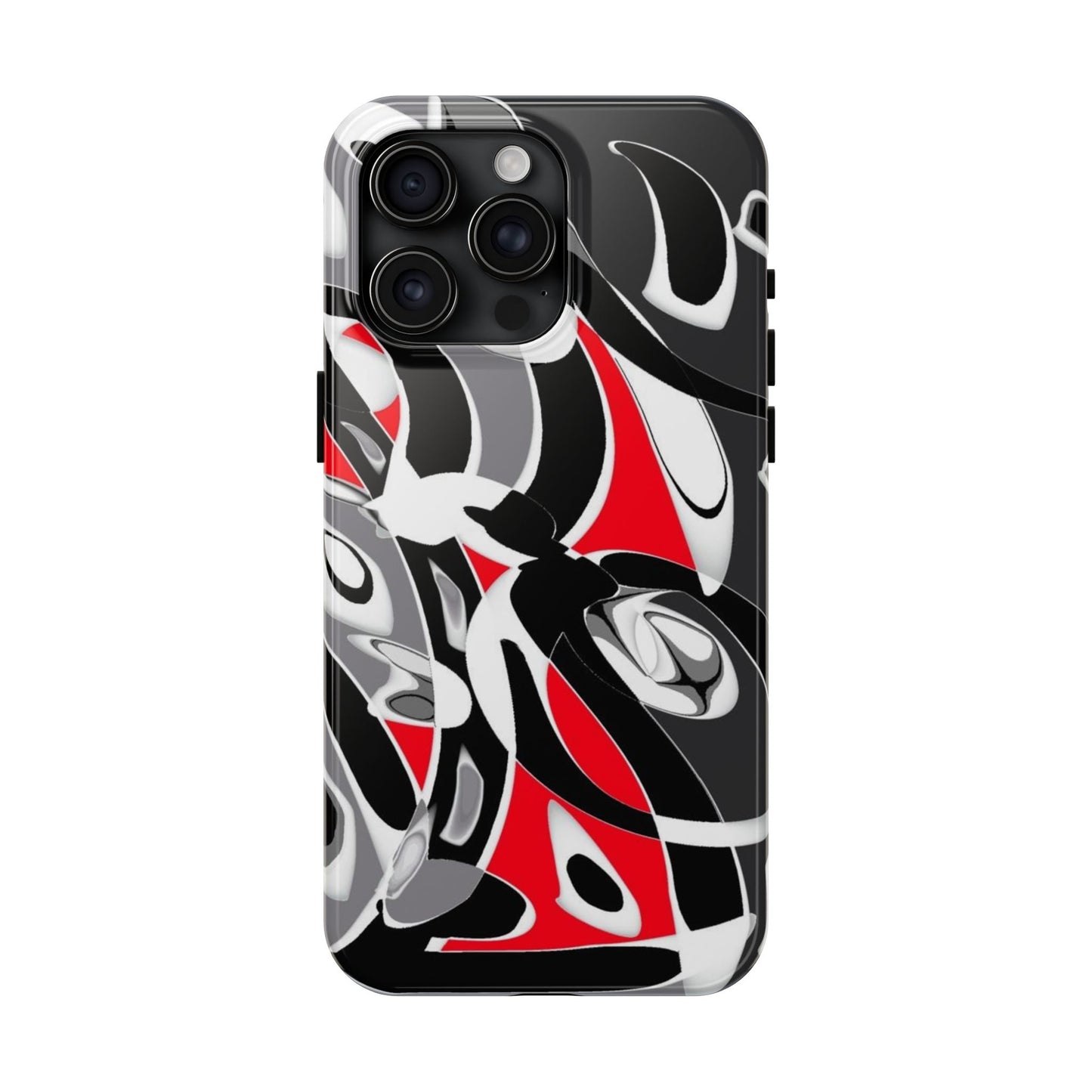 Phone Case - Calligraphy Design in Gray, White, and Red