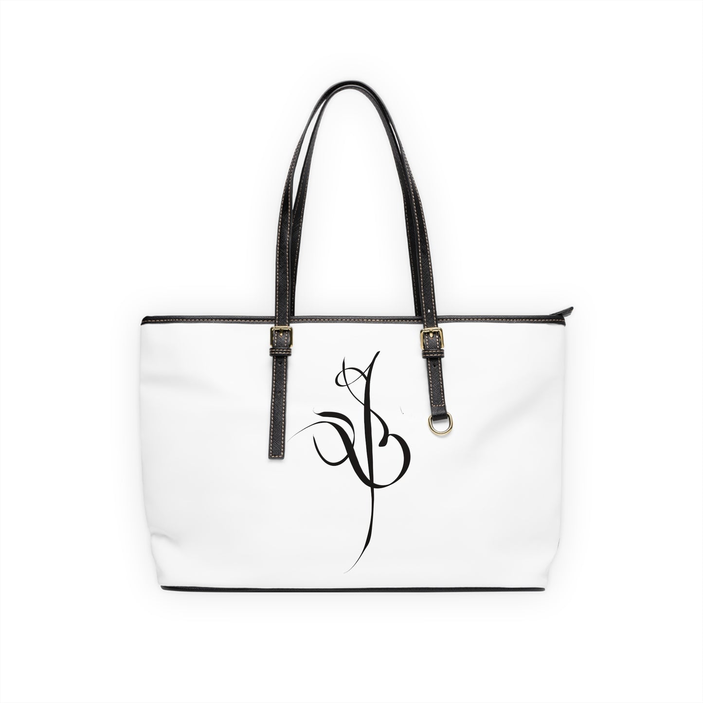 Elegant PU Leather Shoulder Bag with Artistic Calligraphy Design