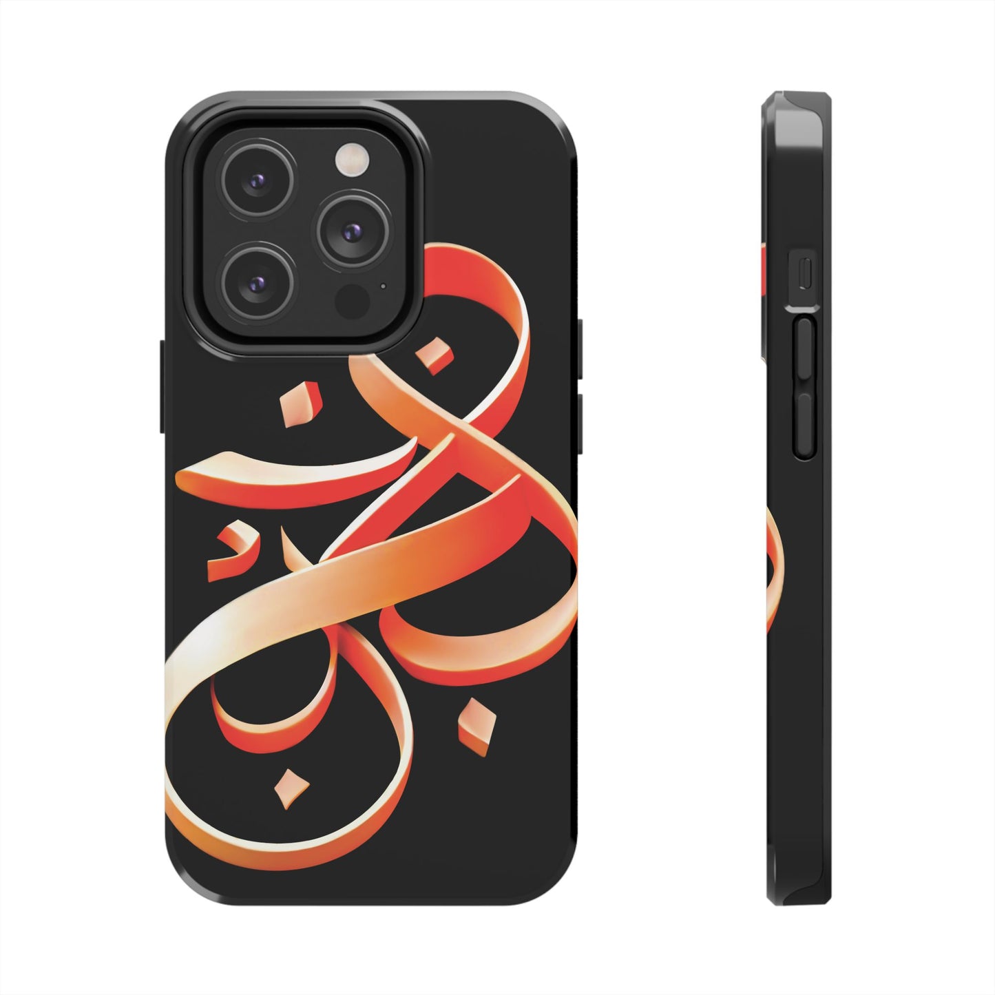 Copy of Phone Case - Persian Calligraphy Inspired Orange Ribbon Design, Unique and Elegant Gift