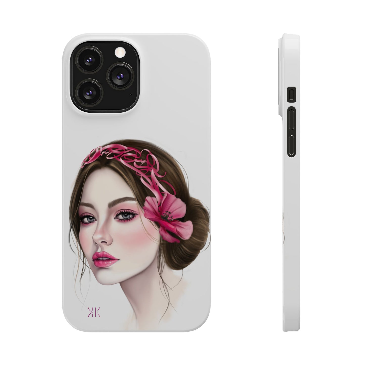 Phone Case - Beautiful Girl Headband Calligraphy Pink