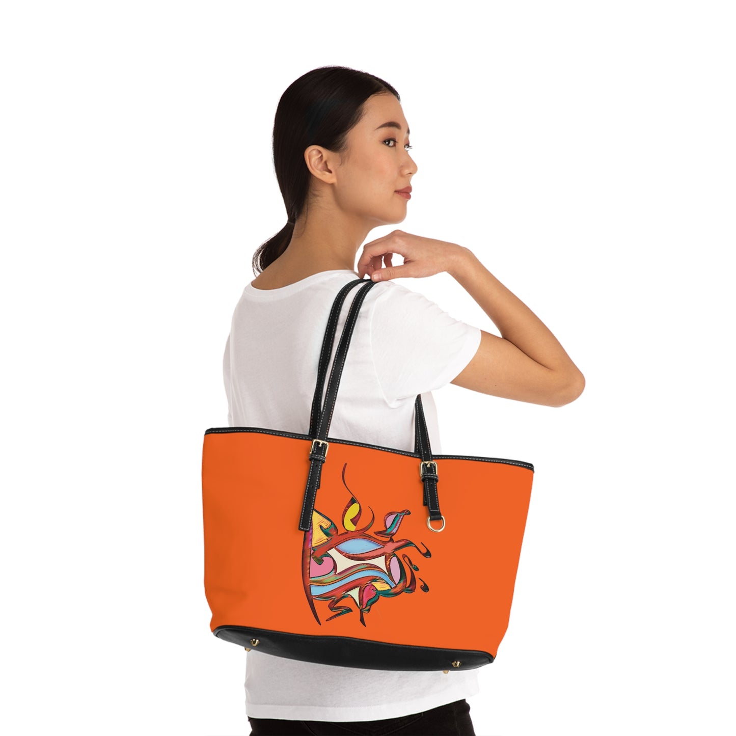 Elegant PU Leather Purse with Artistic Calligraphy Design