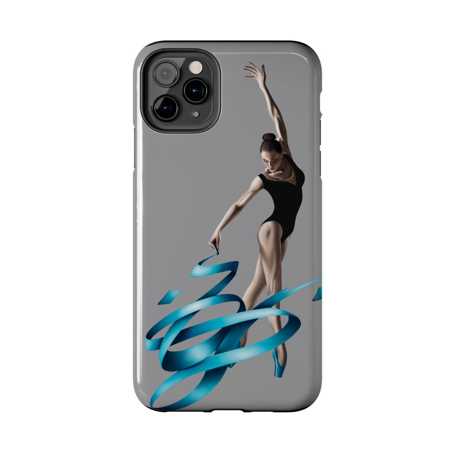 Phone Case - Ballerina with Blue Ribbon Persian Calligraphy Design in Grey