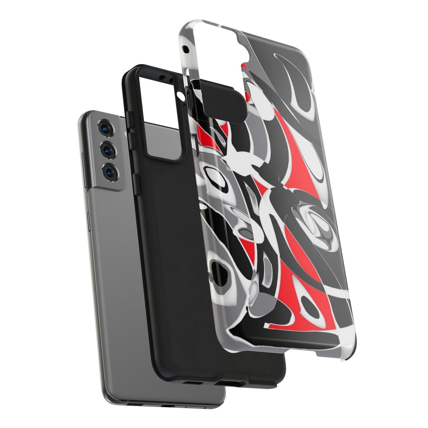 Phone Case - Calligraphy Design in Gray, White, and Red