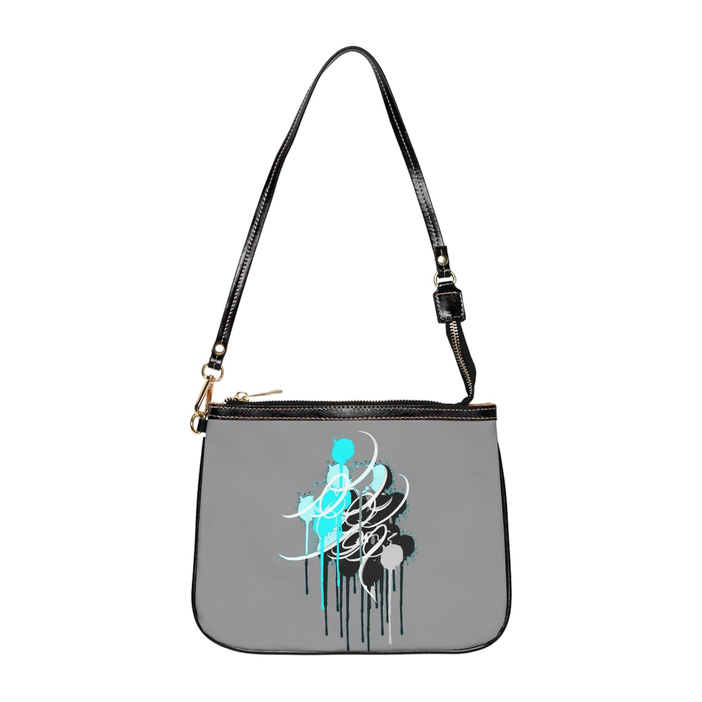 Gray Calligraphy Small Shoulder Bag