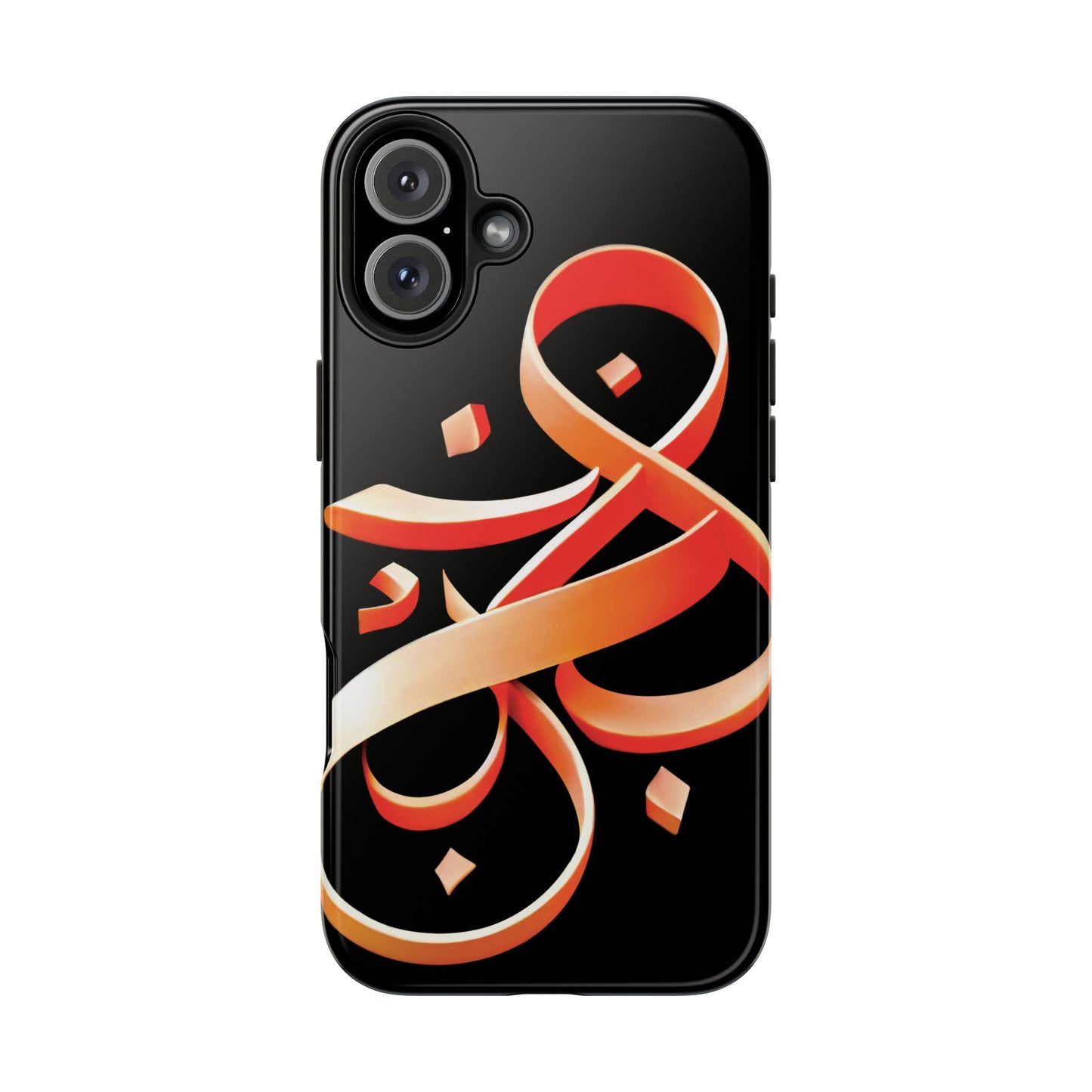 Copy of Phone Case - Persian Calligraphy Inspired Orange Ribbon Design, Unique and Elegant Gift