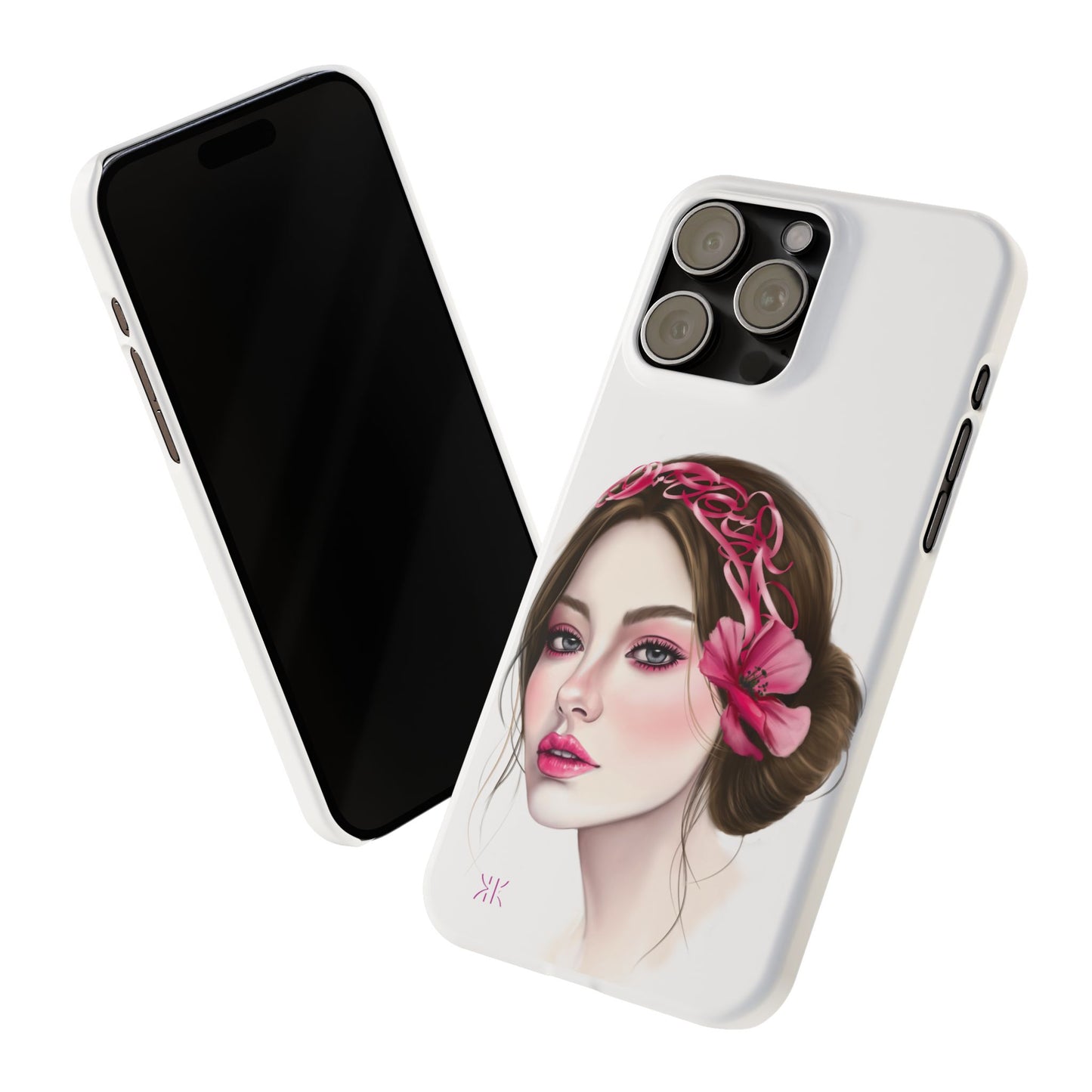 Phone Case - Beautiful Girl Headband Calligraphy Pink