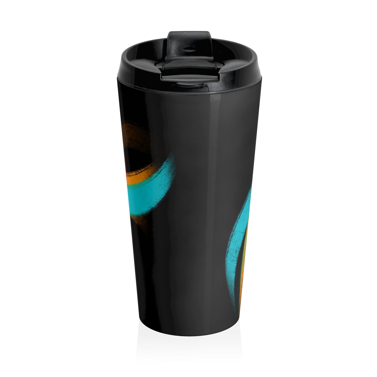 Chic Black Calligraphy Stainless Steel Travel Mug