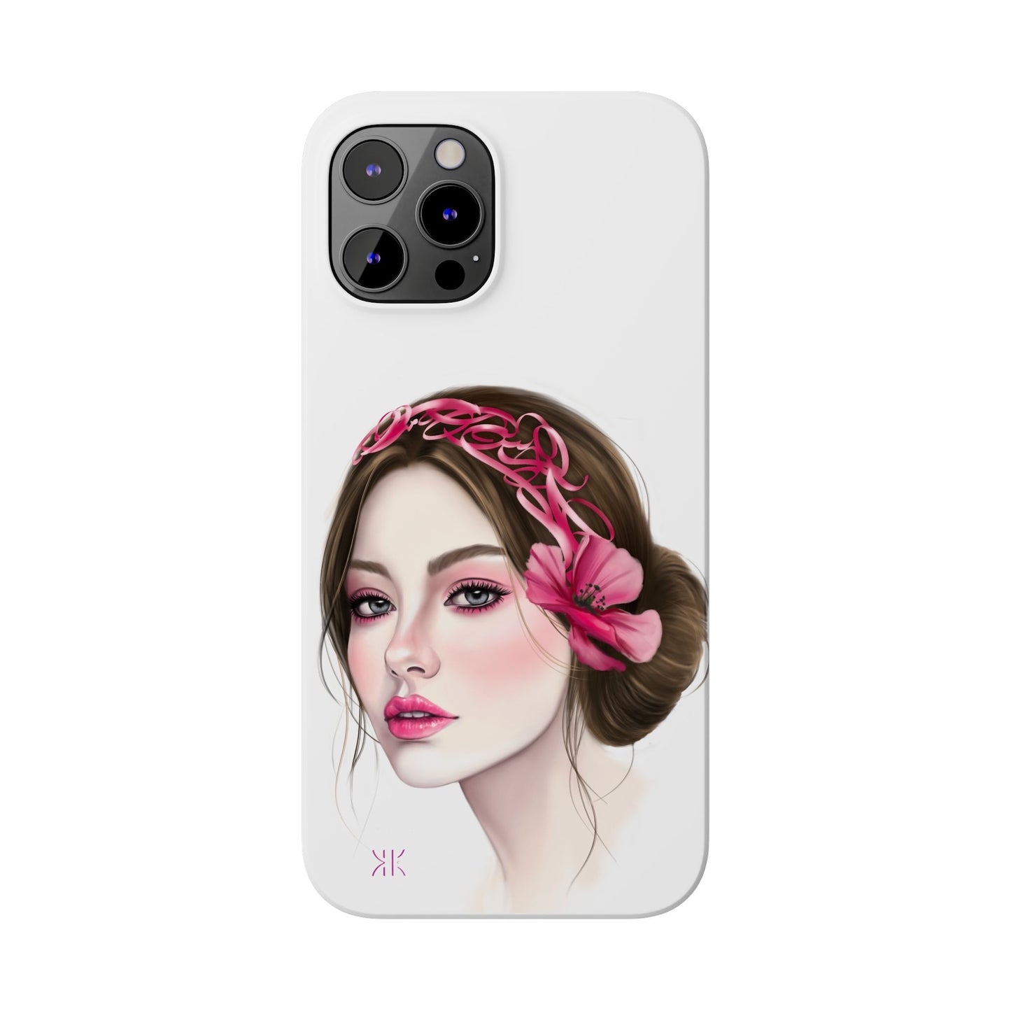 Phone Case - Beautiful Girl Headband Calligraphy Pink