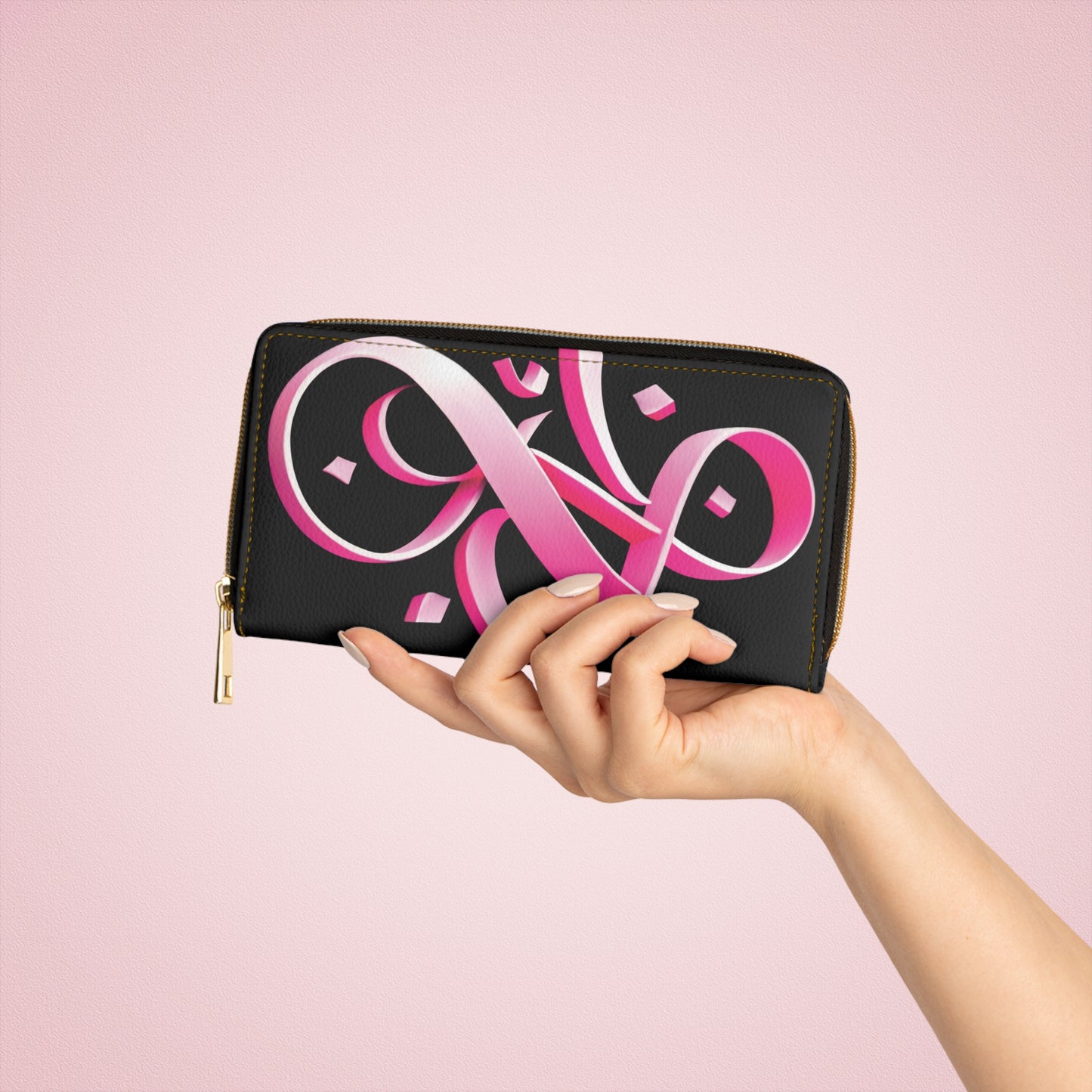 Barbie pink Persian Calligraphy inspired ribbon design-Zipper Wallet