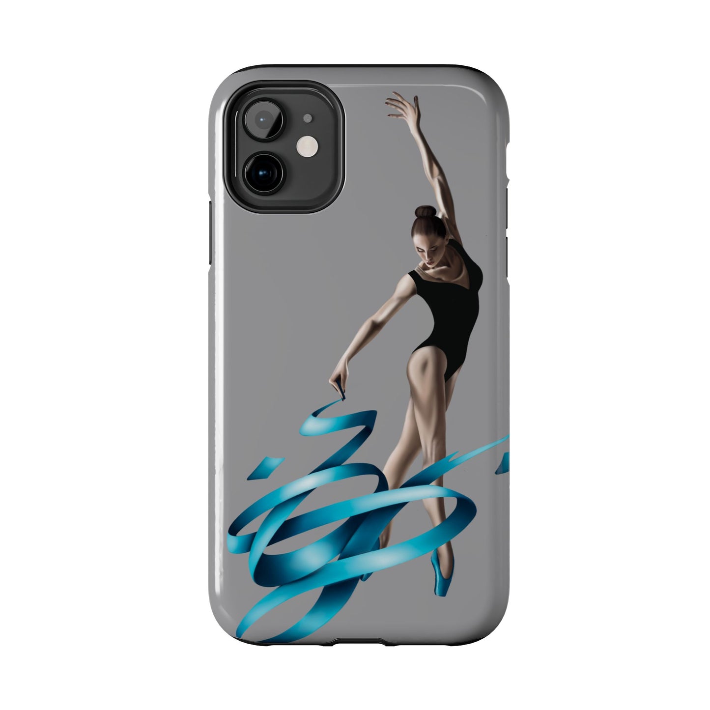 Phone Case - Ballerina with Blue Ribbon Persian Calligraphy Design in Grey