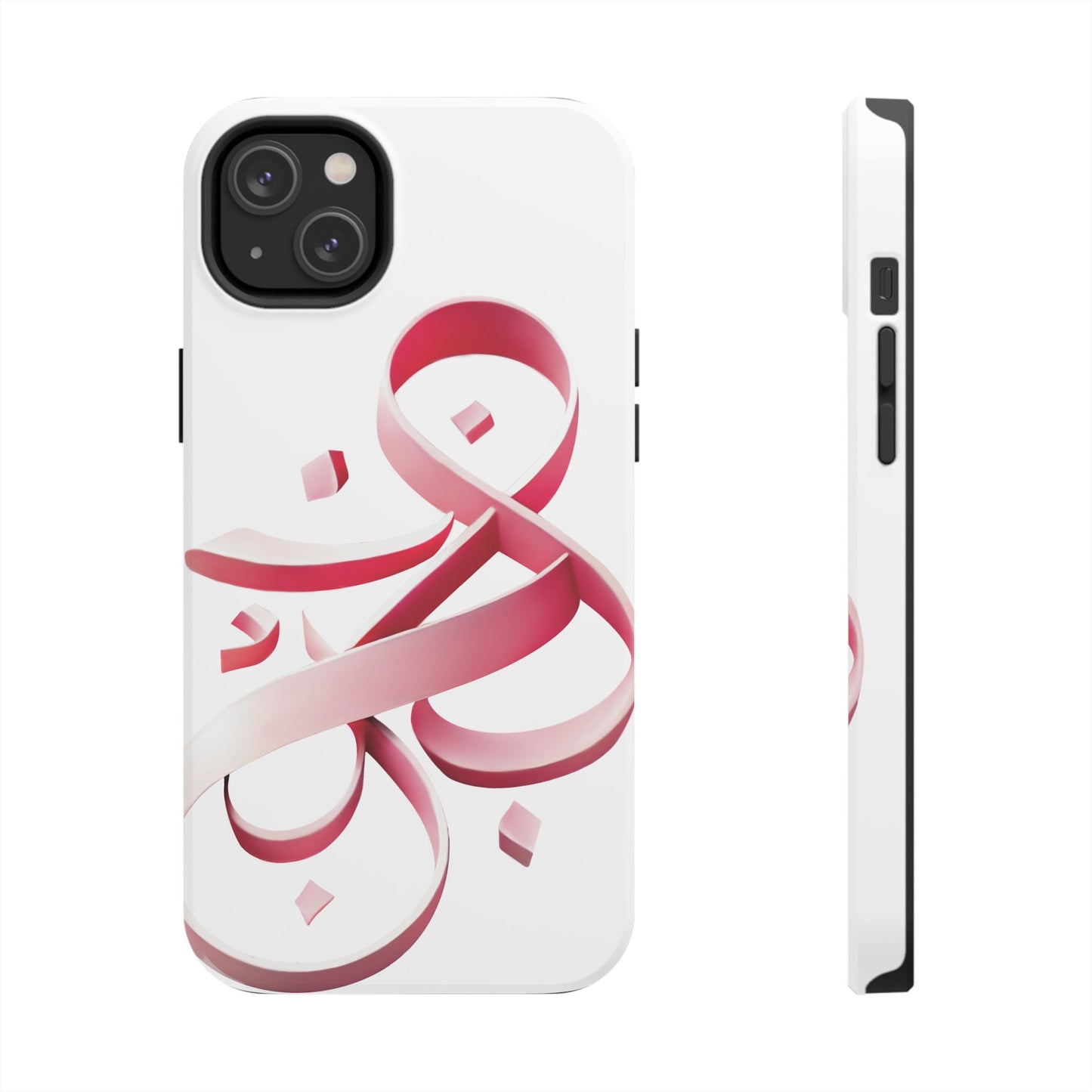 Phone Case - Persian Calligraphy Inspired Pink Ribbon Design, Unique and Elegant Gift