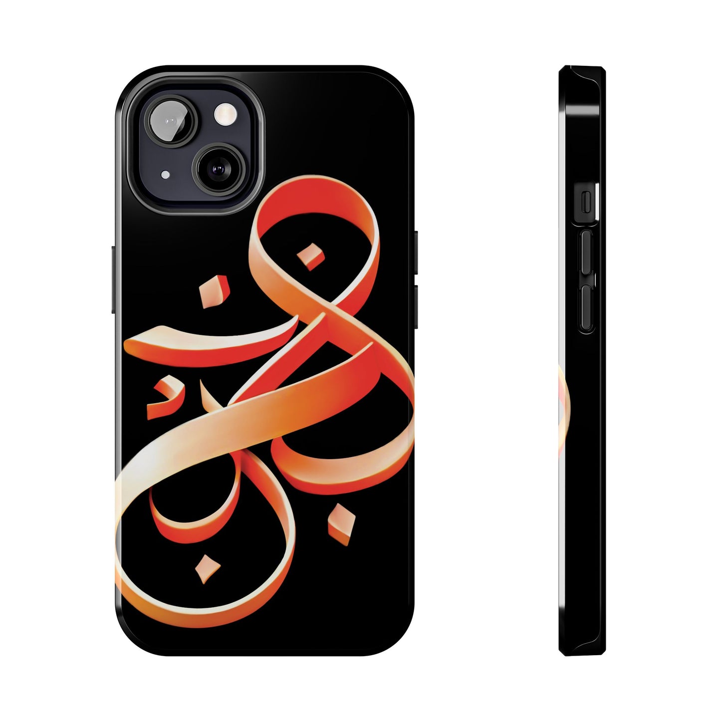 Copy of Phone Case - Persian Calligraphy Inspired Orange Ribbon Design, Unique and Elegant Gift