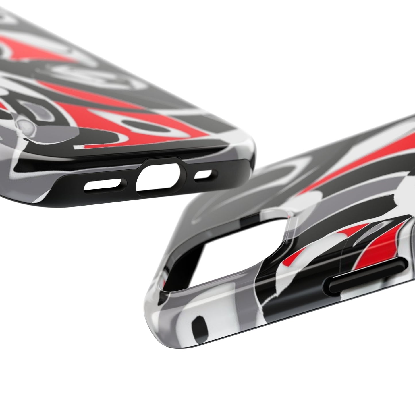 Phone Case - Calligraphy Design in Gray, White, and Red