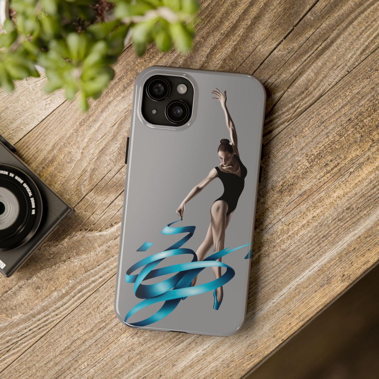 Phone Case - Ballerina with Blue Ribbon Persian Calligraphy Design in Grey