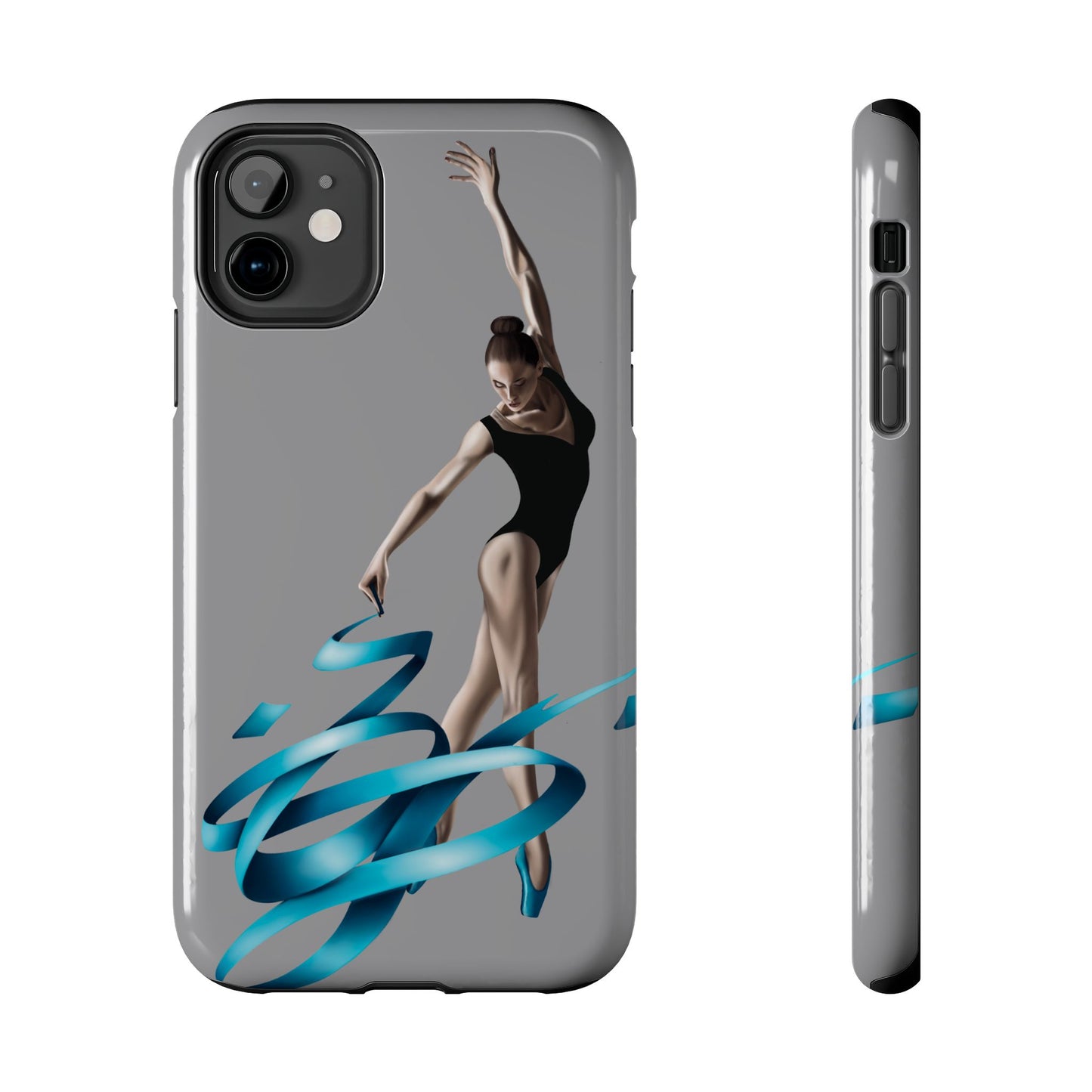 Phone Case - Ballerina with Blue Ribbon Persian Calligraphy Design in Grey