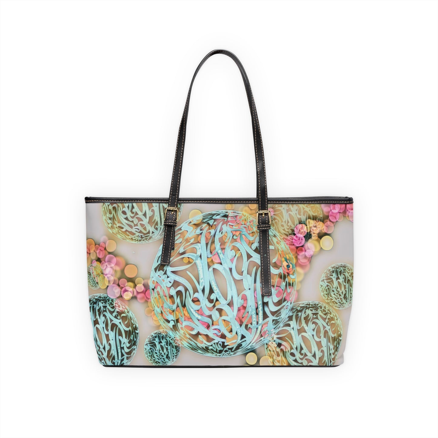 Elegant PU Leather Purse with Artistic Calligraphy Design