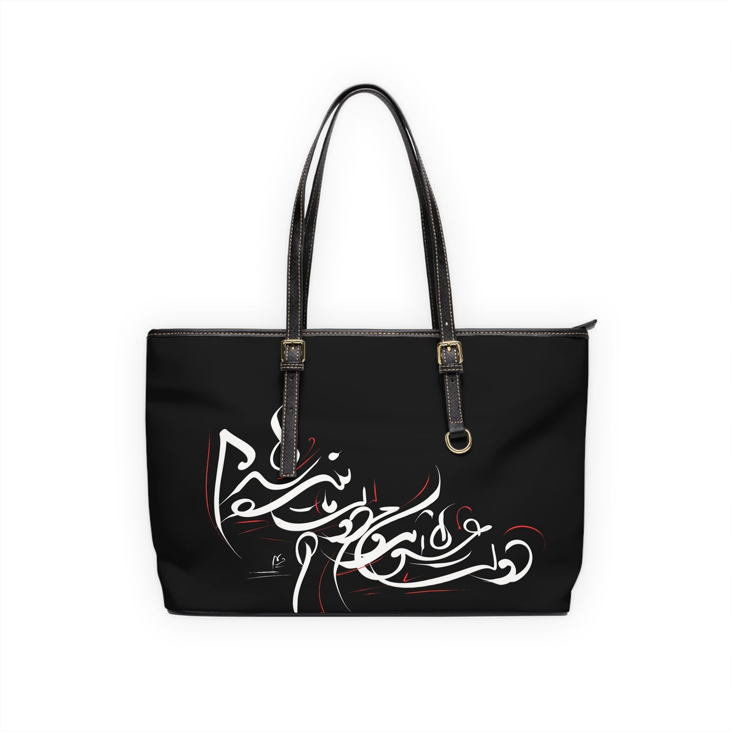 Elegant PU Leather Purse with Artistic Calligraphy Design