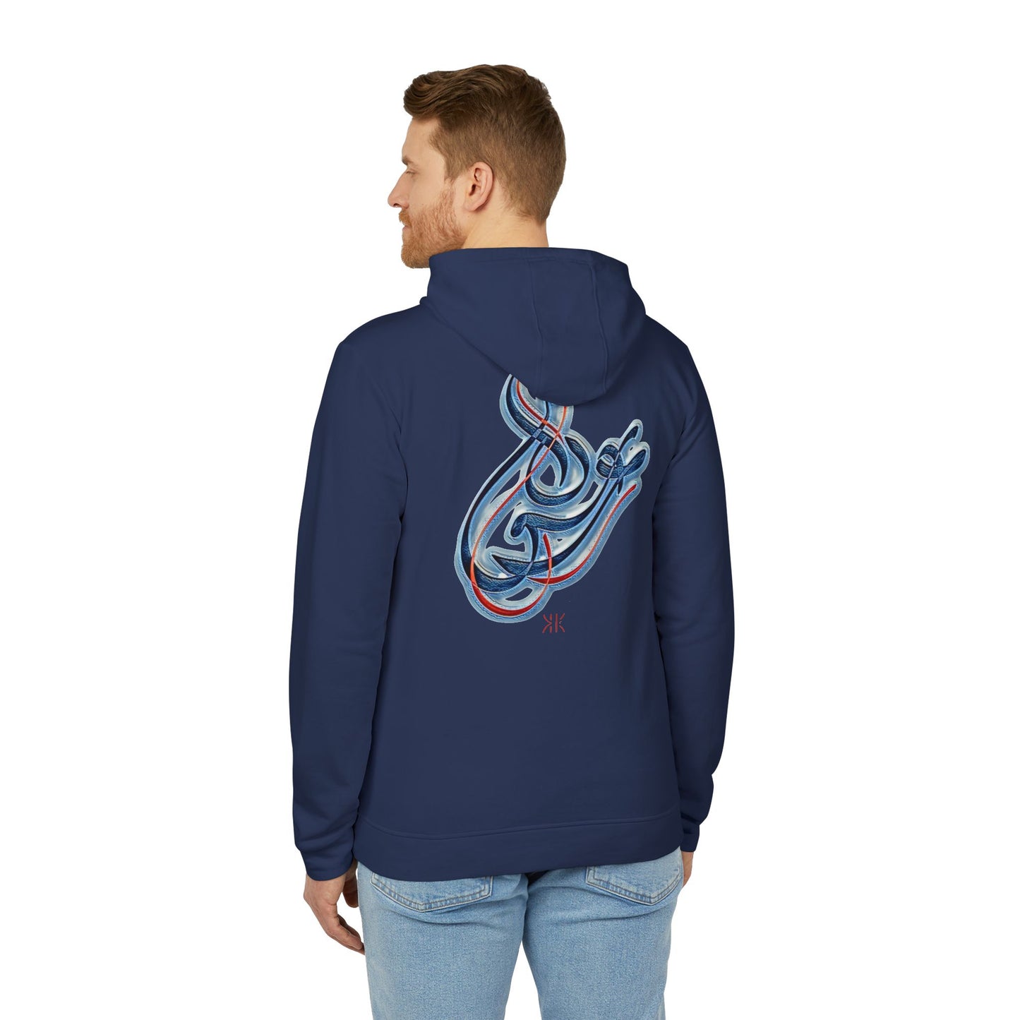Kalli K X Adidas Unisex Fleece Hoodie-Modern Calligraphy LOVE