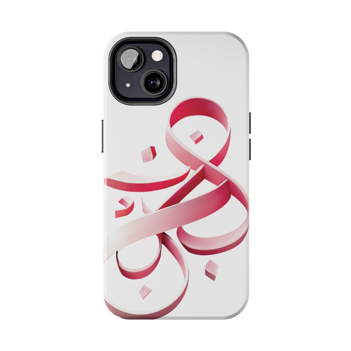 Phone Case - Persian Calligraphy Inspired Pink Ribbon Design, Unique and Elegant Gift