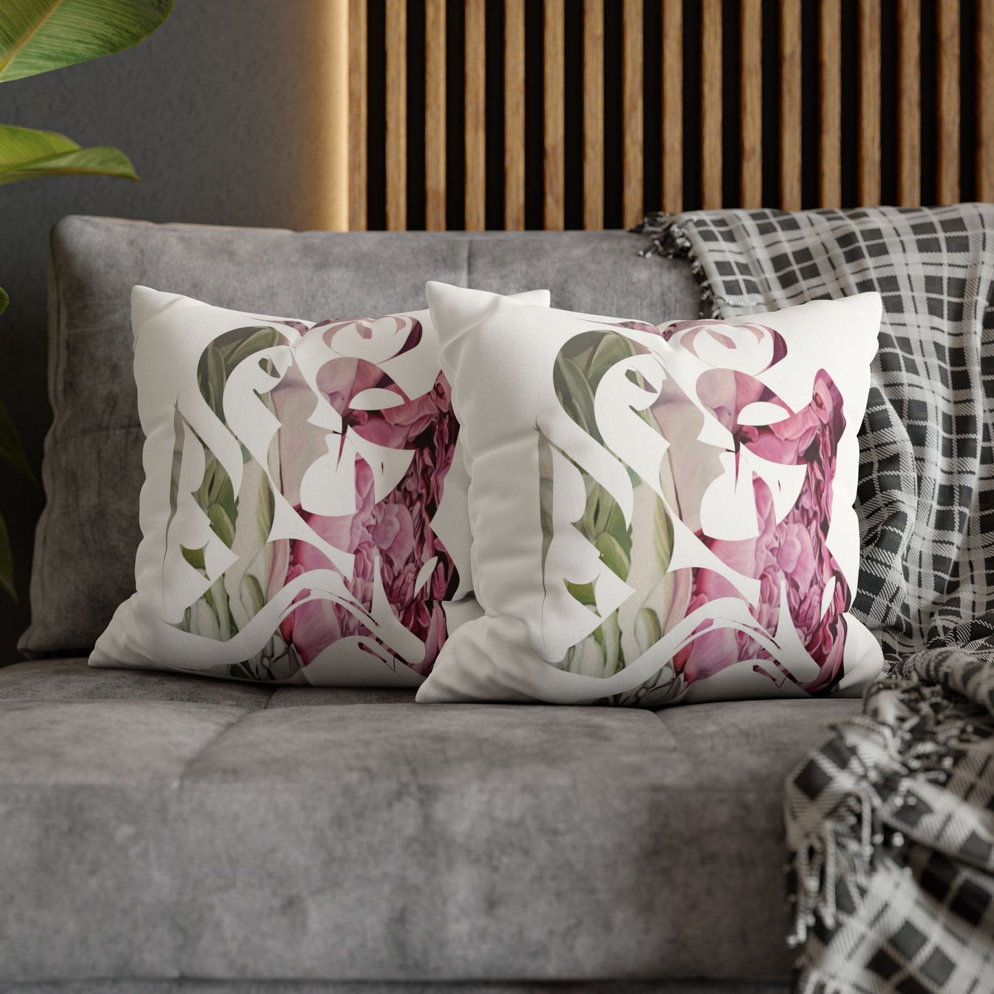 Square Pillowcase - Flora Persian Calligraphy Home Design Cushion