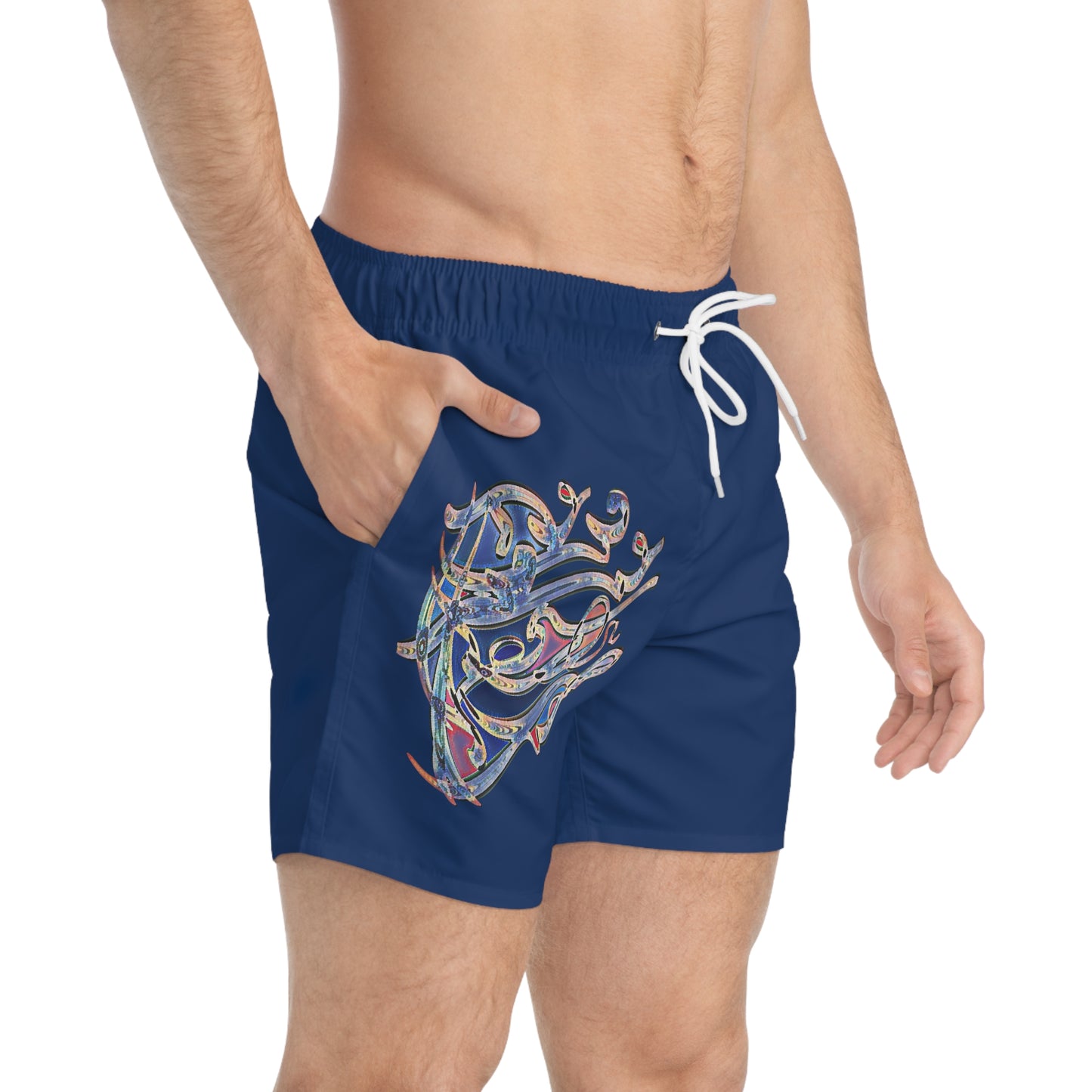 Artistic Swim Trunks - Unique Modern Calligraphy  Design for Beach Days.