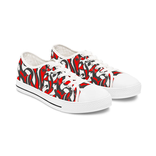 Bold Tribal Print Women's Low Top Sneakers, Stylish Casual Shoes, Unique Gifts for Her, Trendy Footwear, Everyday Fashion