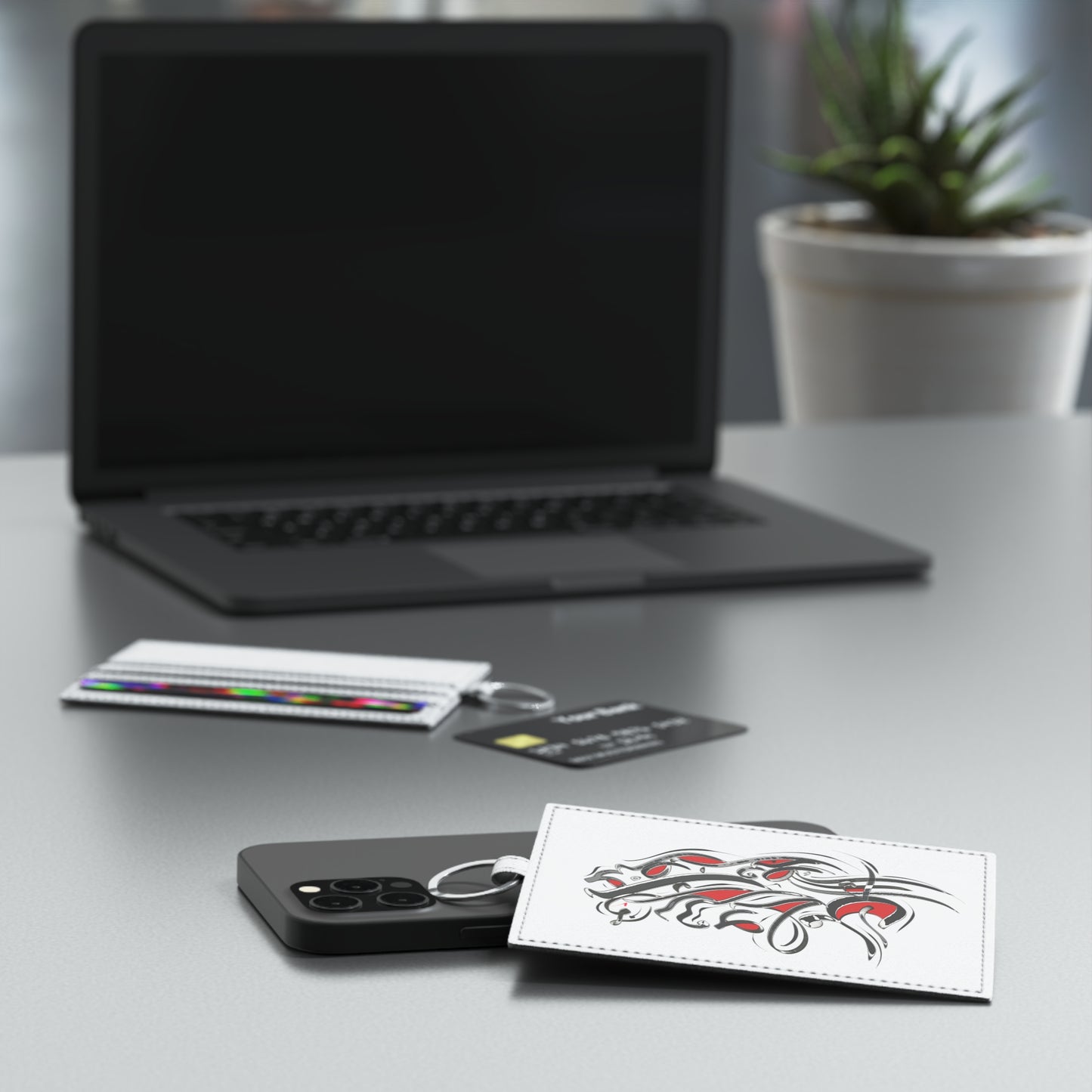 Modern Calligraphy Saffiano Leather Card Holder