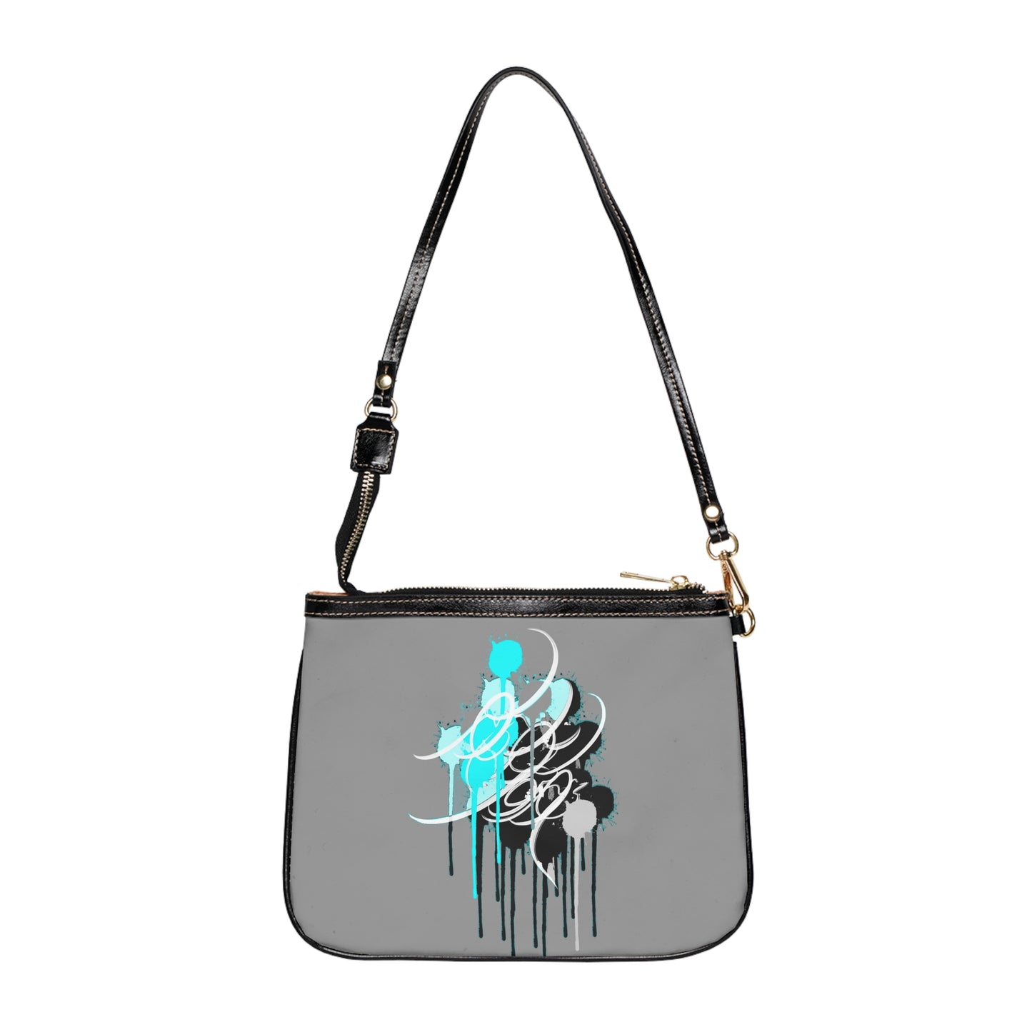 Gray Calligraphy Small Shoulder Bag