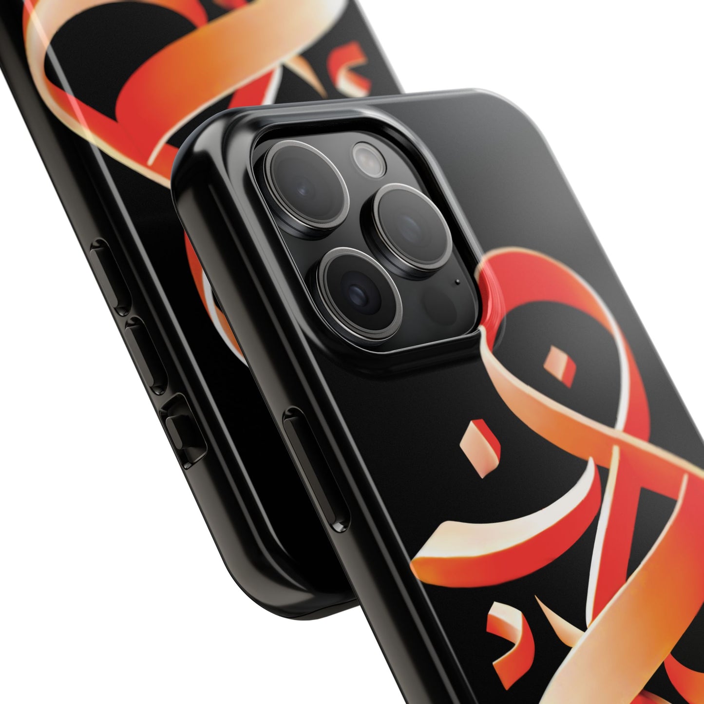 Copy of Phone Case - Persian Calligraphy Inspired Orange Ribbon Design, Unique and Elegant Gift