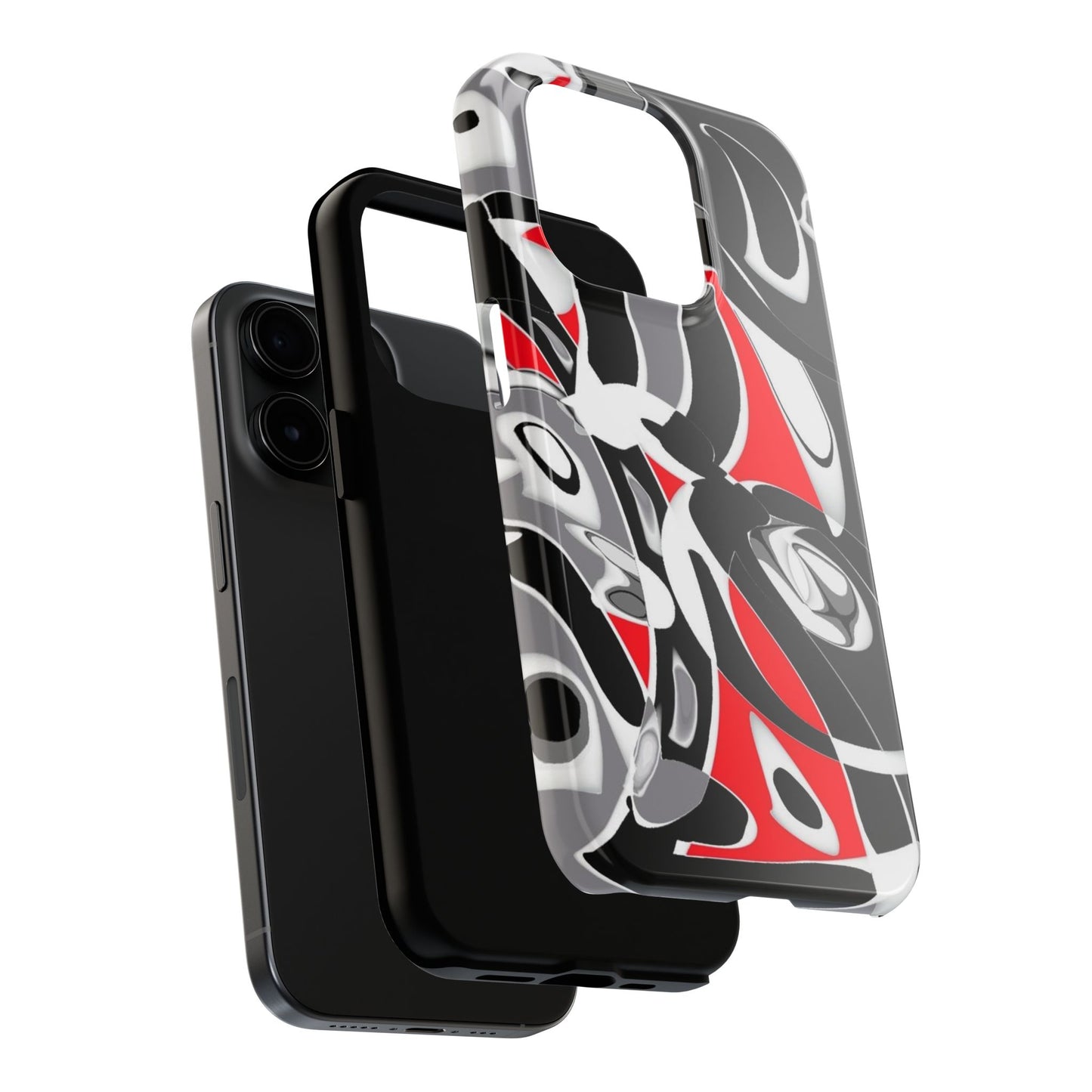 Phone Case - Calligraphy Design in Gray, White, and Red