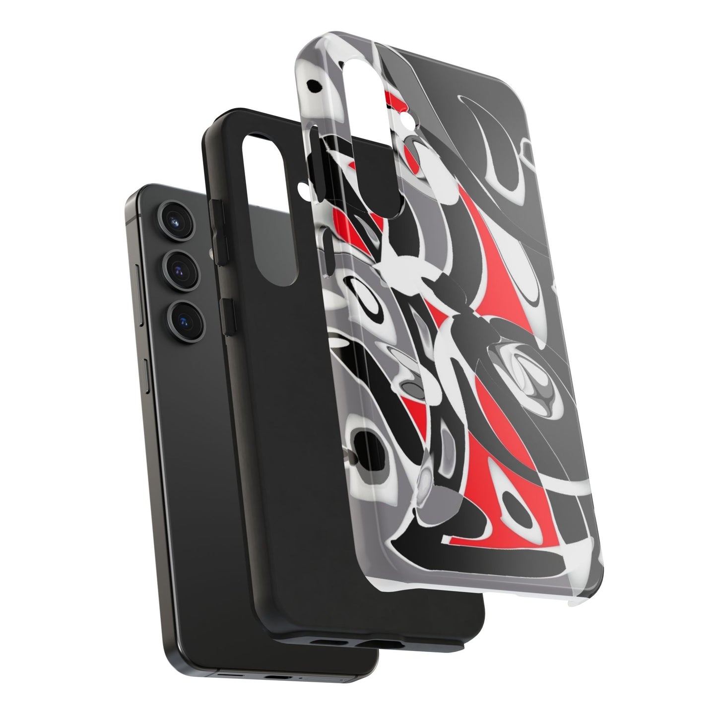 Phone Case - Calligraphy Design in Gray, White, and Red
