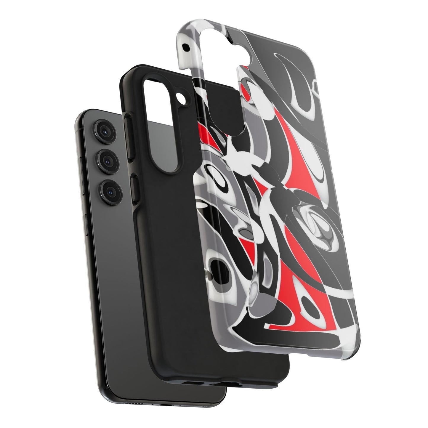 Phone Case - Calligraphy Design in Gray, White, and Red